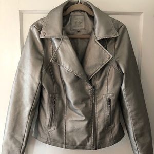 Max Studio Metallic Faux leather Moto Jacket